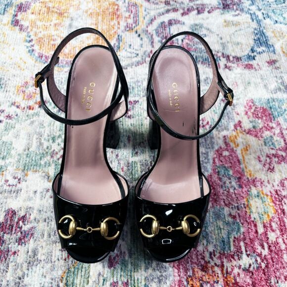 Gucci Patent Leather Claudie Platform Sandals - Picture 8 of 11